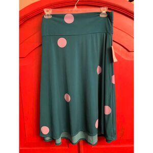 NWT LuLaRoe Azure XL Teal and Violet Polka Dot Skirt Midi Full Swingy Cute NEW